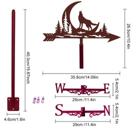 SUPERDANT Wolf Moon Weather Vane Forest Wolf Metal Weather Vane Wind Direction Indicator Metal Wind Vane Signs for Roof Mounting Farmhouse Ourdoor Yard Shed Decoration Garden Weather Vane