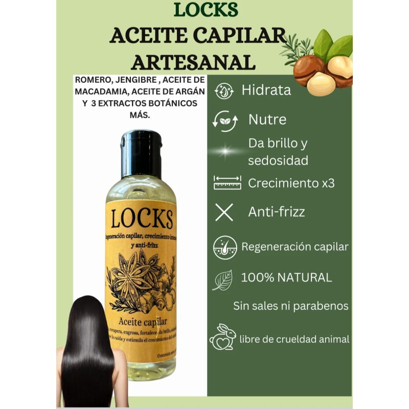 Aceite Capilar Locks Artesanal Romero Y Argán 100ml