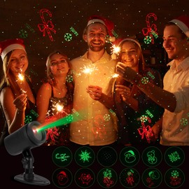 Garden Laser Lights Projector,2 Color Laser Christmas Lights with Christmas Decorative Patterns,Waterproof, Indoor Holiday Decoration, Christmas Gift, Wedding, Home Decor, Party