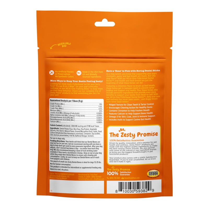 Zesty Paws All-in-One Functional Dental Bones, Small, 6ct