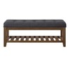 24KF Large Rectangular Upholstered Tufted Linen Ottoman Bench, Padded Bench
