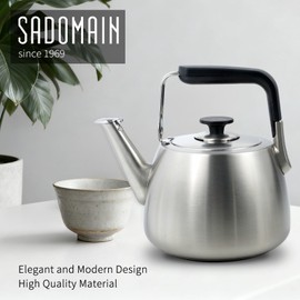 SADOMAIN Tea Kettle, Whistling Stovetop Tea Kettle, Large Capacity Teapot Suits for All Heat Source, Professional Fast Heat Technique Teapot with Thick Body and Bottom, Durable and Sturdy Tea Pot