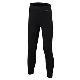 FALKE ESS Kids Wool Tech. tights, UK size 3-4 (EU 134-40), Black, virgin wool mix - Sweat wicking, fast drying, warm, protection in cold to very cold temperatures, ideal for ski