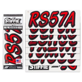 STIFFIE Whipline Lava Red/Black 3" Super Sticky Boat & PWC Registration Decals • Numbers Letters Stickers