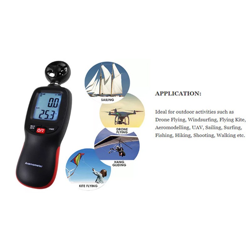Digital Anemometer High Accuracy Backlit Multifunctional Micro Wind Speed Sensor