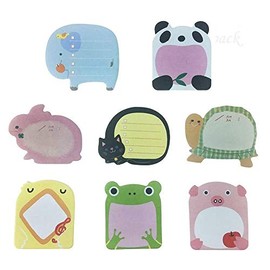 (16pack) Cute Animals 3x3 in Sticky Notes, Adhesive Self-Stick Notes, 8 Animals shapes, 20 Sheets per Pad