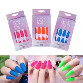 Mariceller 네일아트 간편 부착 형광 네일팁 24p 세트 18종 마리셀러 [형광네일팁-16] Fluorescent Nail Tips Set 24p Easy Attachment Nail Art 18 Types Mariceller [Fluorescent Nail Tip-16]
