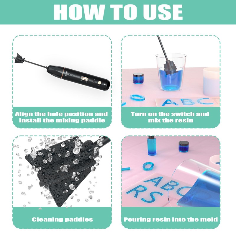 Upgraded Resin Mixer, Handheld Rechargeable Mixer with Minimizing Bubbles,Epoxy Resin