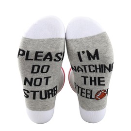 JTOUK Novelty Football Socks Please Do Not Disturb I’m Watching The S Socks Gift For Men (Watching the Steelers EU)