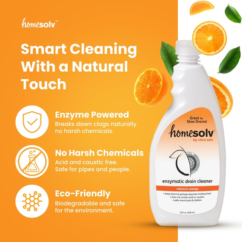Homesolv Enzyme Drain Cleaner and Deodorizer - Breaks Down Grease