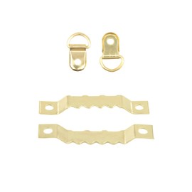 MAHAVIMOKSA 1 Box 252pcs Picture Hanging Kit: Photo Frame Hangers Hooks D Ring Hangers Screws (Gold)