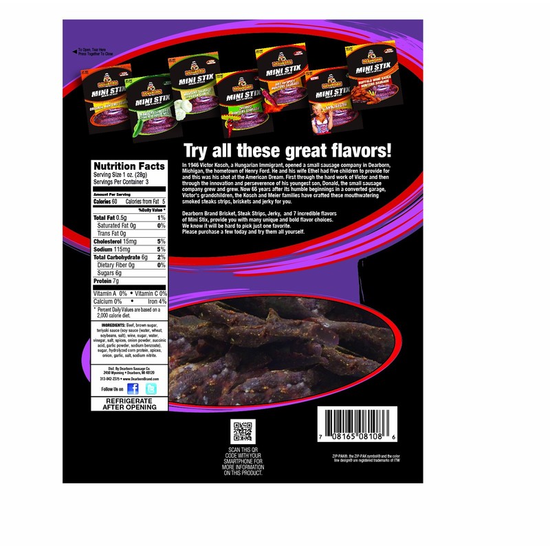 Dearborn Teriyaki Jerky - 3 Oz. (8 Pack)