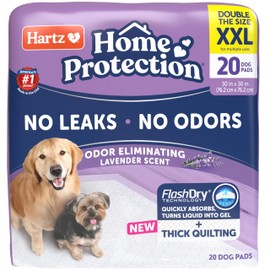 Hartz Home Protection Super Absorbent Odor Eliminating Lavender Scented No Leak Dog Pads, XXL 20 count