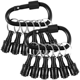 12Pcs 1/4inch Hex Shaft Screwdriver Bit Holder Portable Extension Bar Keychain Screw Adapter Aluminum Alloy Drill Extension Bit Holder with 2 Carabiner for Screw Driver