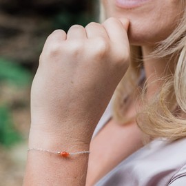 Carnelian Dainty Bracelet in Sterling Silver