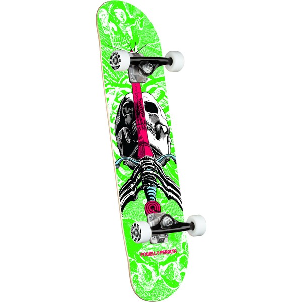Powell Peralta Skull & Sword Complete Skateboard - White/Green 7.5" x 28.65"