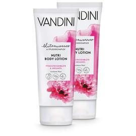 VANDINI Nutri Women's Body Lotion with Peony Blossom and Argan Oil - Body Lotion for Dry Skin - Vegan Body Lotion for Women without Silicones, Parabens & Mineral Oil in Pack of 2 (2 x 200 ml)