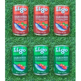 Ligo Sardines in Tomato Sauce 155g/5.5oz (6 cans) - 6 green