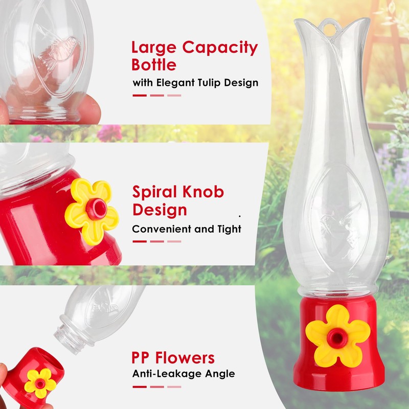 ORIENTOOLS Hummingbird Feeder 4Pack, Mini Hanging Flower Bird Feeders for