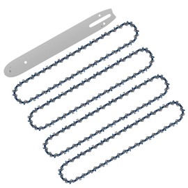 Pack of 4 Saw Chains + Blade 25 cm 3/8 Inch LP 1.1 mm 40 Drive Links Non-Return Chain, Compatible with Stihl, Dolmar, Husqvarna, Einhell, Bosch, Makita etc.