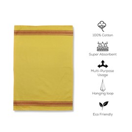 Tiny Break 100% Cotton Drill Weave Kitchen Towels Pack of 4, Soft and Absorbent Kitchen Dish Towels for Drying Dishes, Perfect for Embroidery and Gift, Thick Kitchen Hand Towels, 17 x 29 Inch, Yellow