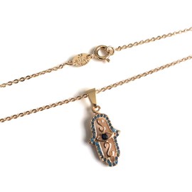Dainty Hamsa Hand Pendant Necklace 18k Gold Plated 17.5 Inches Chain