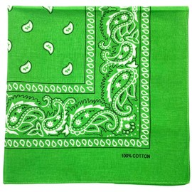 MDSTYLE - 6 bandanas 100% algodón, 22 x 22 pulgadas, para hombres y mujeres, pañuelo de cachemira, pañuelo con diadema, Verde lima, 22" X 22"