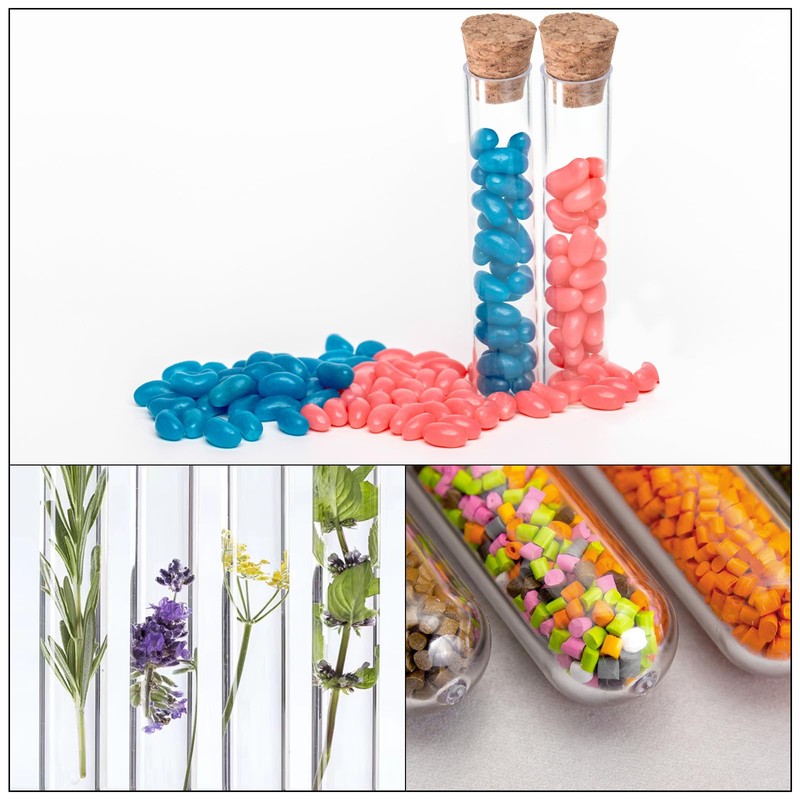 PATIKIL 13ml Plastic Test Tubes with Cork Stoppers, 5Pcs 150x15mm