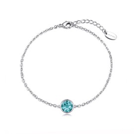 Philip Jones December (Blue Topaz) Birthstone Anklet Created with Zircondia® Crystals