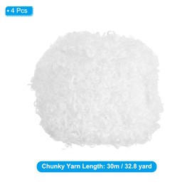 PATIKIL 33yds Fluffy Yarn, 4 Skeins Fuzzy Yarn Faux Fur Yarn Crochet Soft Polyester Plush Fur Eyelash for Crocheting Knit Blanket Rug Sweater Scarf Hat Bear Craft, White