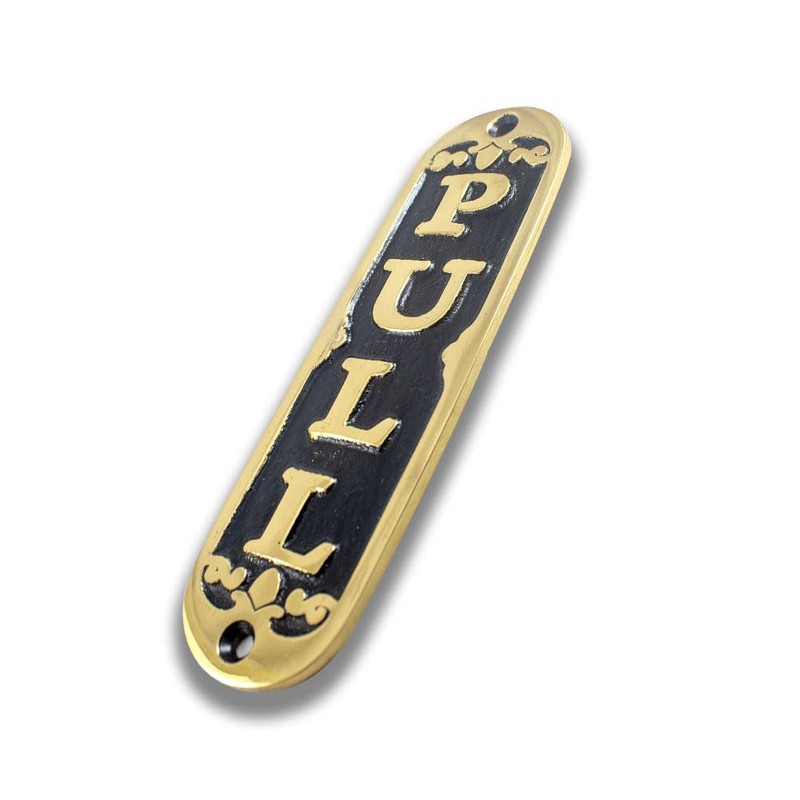 brass push pull door sign combo set pair plate plates