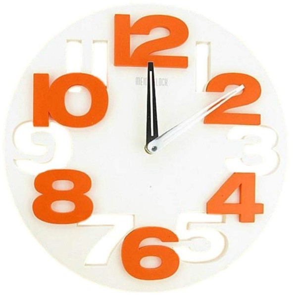[笑顔一番] 白 クール で オシャレ な モダン アート 3D ウォール クロック 立体 デザイン の 壁掛け 時計 [A064-06] (ホワイト)