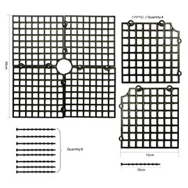 duozoanz Flower Pot Grid Flower Pot Protector Plant Secures - Cuttable Plant Protection Grid with Pegs to Protect Children and Pets, 30 x 30 cm, Pack of 2