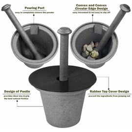 Rock Crusher Cast Iron Mortar and Pestle Rock-Ore Crusher Spice Grinder Thai Mortar and Pestle (Large Diameter 6.5'')