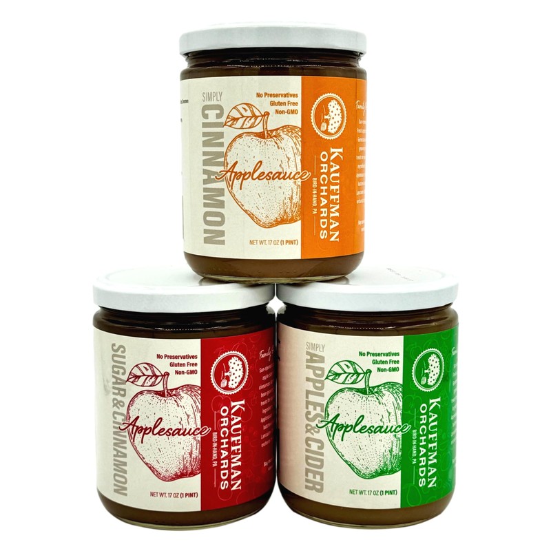 Kauffman Orchards Small Batch Applesauce, With Sugar and Cinnamon, 17