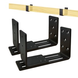 Adjustable Door Barricade Brackets, Heavy Duty Door Security Bracket, Drop Open Bar Holder For Security, Door Barricade Security Bar Bracket Fit For 2x4 And 4x4 Or Any Size Lumber, Carbon Steel, 2 Pcs