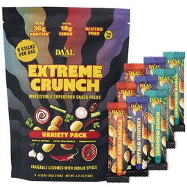 Daal By Keen Crunchy Mung Bean Snacks – Variety Pack - Plant-Based Protein, High Fiber, Gluten Free & Nut-Free – Mix into Salads or Enjoy as an On-the-Go Snack - 1 Resealable Pack, 4.76 oz