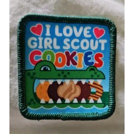 Girl Scout Alligator / Crocodile "I Love Girl Scout Cookies" Badge / Patch