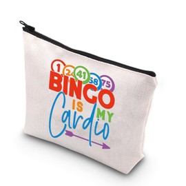 BDPWSS Bingo Makeup Bag Bingo Lover Gambler Gift Bingo Game Lover Cosmetic Bag Bingo Is My Cardio Lucky Bingo Gambling Bag Bingo Player Birthday Gift (Cardio BG)