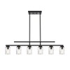 BONLICHT Black Farmhouse Chandelier for Dining Room,Modern 6-Light Linear Pendant