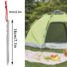 WIFUN 12 Pieces Tent Pegs, Triangular sawtooth Heavy Duty Tent Pegs Aluminium Alloy Red Camping Tent Stake Nail with Reflective Rope for Camping, Outdoor, Beach, and Hiking, silver (PGUK043K-18-N)