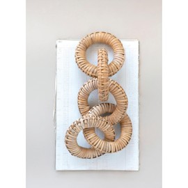 Creative Co-Op Rattan Wrapped Mango Wood 5 Links Decorative Chain, 21" L x 7" W x 7" H, Natural