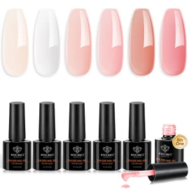 Modelones 8-in-ONE Builder Naill Gel, 6 Colors Pink Clear Builder Gel for Nails, Hard Gel Builder Nail Extension Gel Builder Gel in a Bottle for Nail Starter