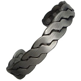Mens or Womens Magnetic Bracelets 2 Magnets Each Bangle Wristband New (Pewter)