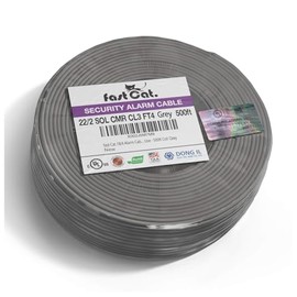 fast Cat. Security Cable 22 Gauge Wire 2 Conductor SOL Coil 500FT - FPLR Alarm Wire CMR, CL3R, FT4 Cable for Low Voltage Fire Detector, Security Stations, Door Bell & Burglar System - Gray