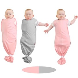 BlueSnail Newborn Swaddle Blanket, Adjustable Transition Swaddle,2 Packs (Gray+Pink)