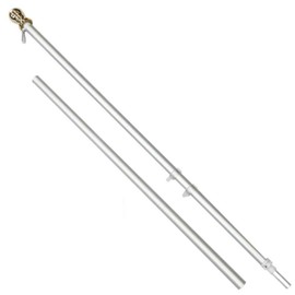 AES 6ft Aluminum Spinning Stabilizer Pole (Silver) Flag Pole Gold Ball w/Bracket