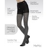MeMoi Diamond Patterned Cotton Blend Sweater Tights Black Small/Medium