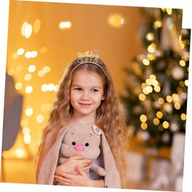 BIUDECO Birthday Hair Band Glitter Headband Gold Crown Design Rhinestone Hair Hoop Festival Headwear