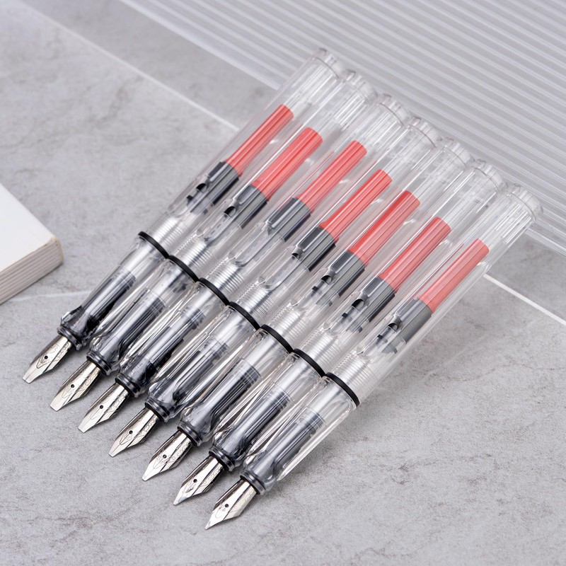 erofa Transparent Parallel Calligraphy Fountain Pen Set with Duckbill Clip,7